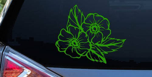 Cherokee Rose Corner Design Flowers And Vines Car or Truck Window Decal Sticker (Lime)