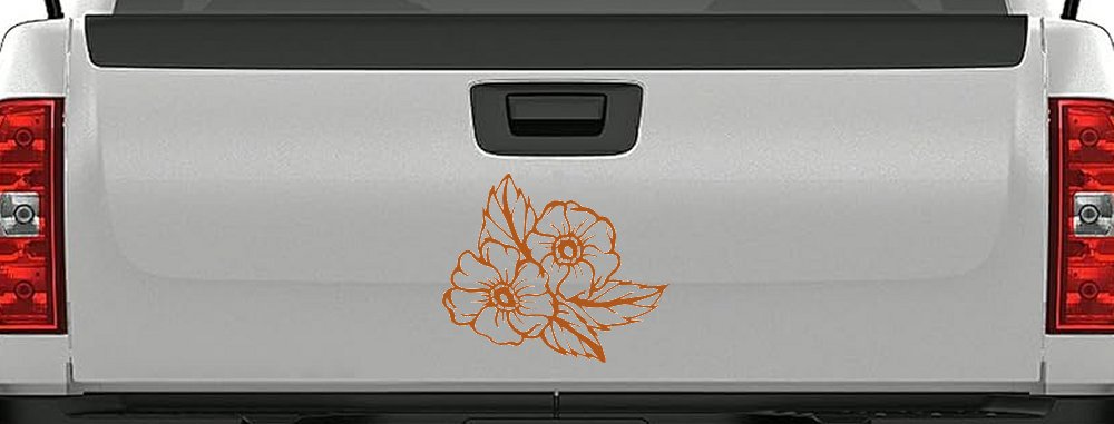 Cherokee Rose Corner Design Flowers And Vines Car or Truck Window Decal Sticker (Nut Brown)