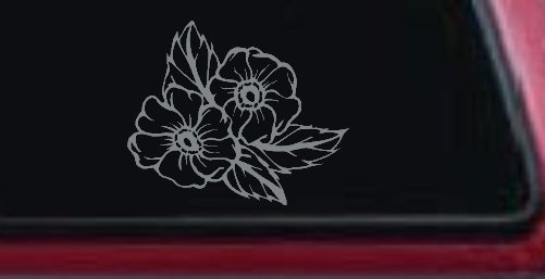 Cherokee Rose Corner Design Flowers And Vines Car or Truck Window Decal Sticker (Telegrey)