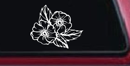 Cherokee Rose Corner Design Flowers And Vines Car or Truck Window Decal Sticker (White)