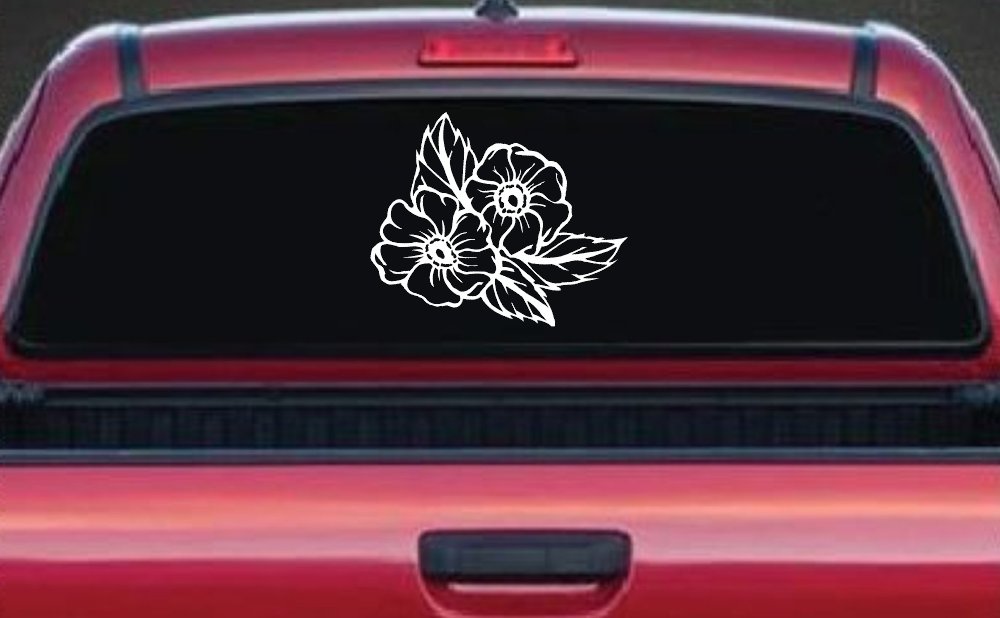 Cherokee Rose Corner Design Flowers And Vines Car or Truck Window Vinyl Decal Sticker (White)