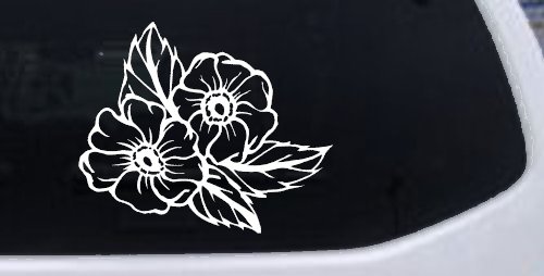 Cherokee Rose Corner Design Flowers And Vines Car or Truck Window Decal Sticker (White)