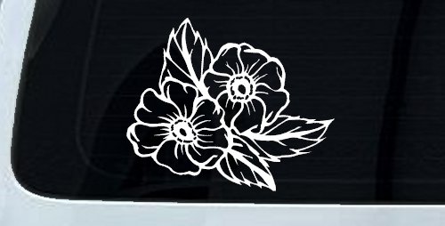 Cherokee Rose Corner Design Flowers And Vines Car or Truck Window Vinyl Decal Sticker (White)