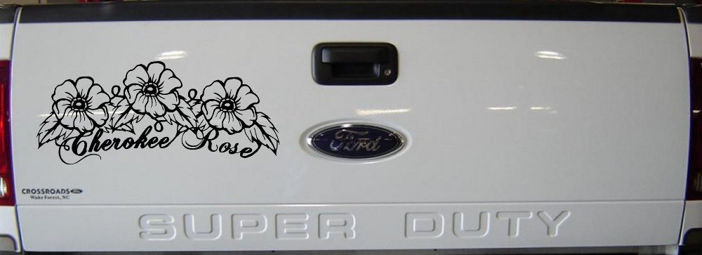Cherokee Rose Flowers And Vines Car or Truck Window Decal Sticker (Black)