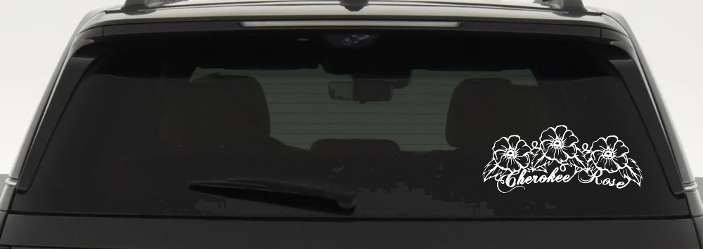 Cherokee Rose Flowers And Vines Car or Truck Window Decal Sticker (White)