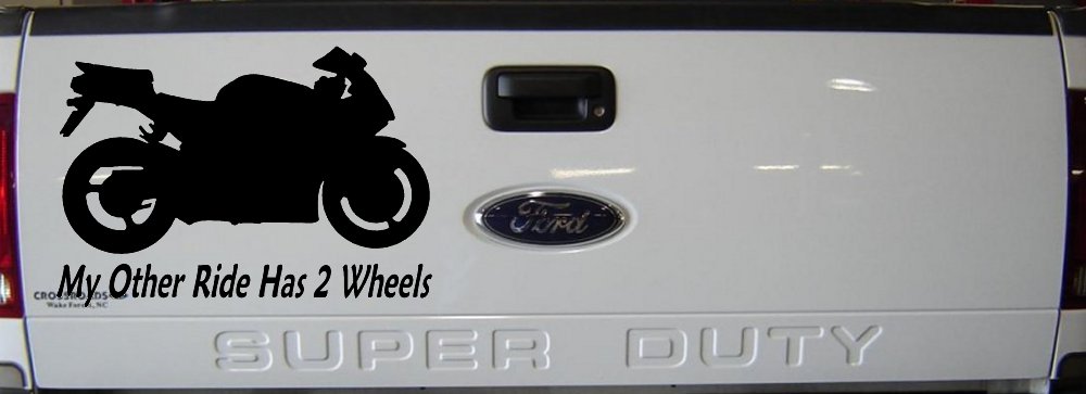 My Other Ride Has Two Wheels Sport Bike Motorcycle Car or Truck Window Decal Sticker (Black)