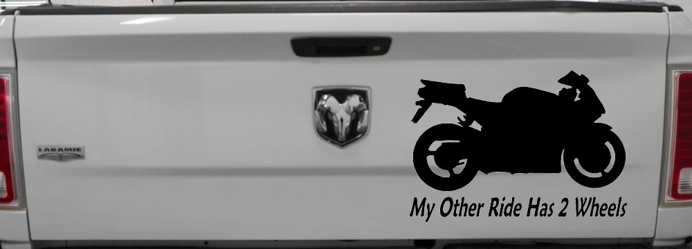 My Other Ride Has Two Wheels Sport Bike Motorcycle Car or Truck Window Decal Sticker