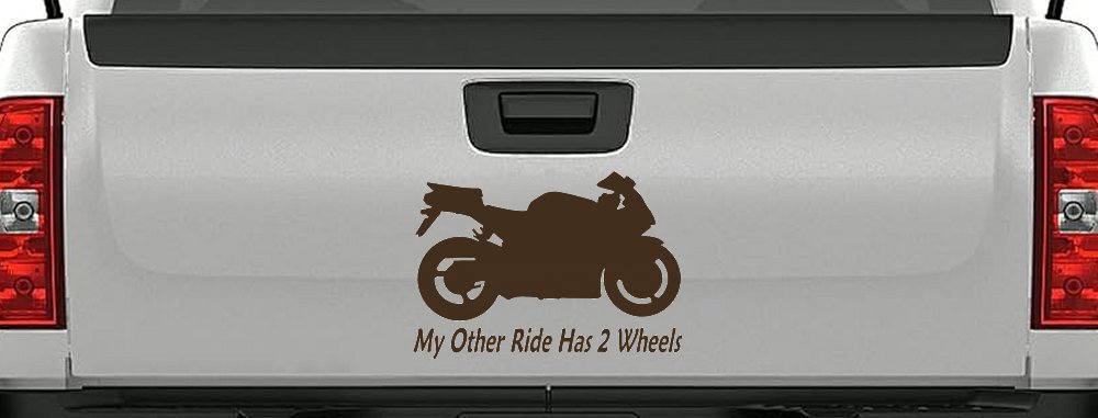 My Other Ride Has Two Wheels Sport Bike Motorcycle Car or Truck Window Decal Sticker (Brown)