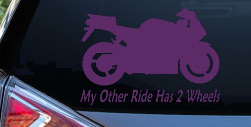 My Other Ride Has Two Wheels Sport Bike Motorcycle Car or Truck Window Decal Sticker (Violet)