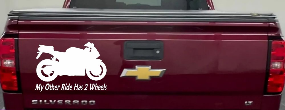 My Other Ride Has Two Wheels Sport Bike Motorcycle Car or Truck Window Vinyl Decal Sticker (White)