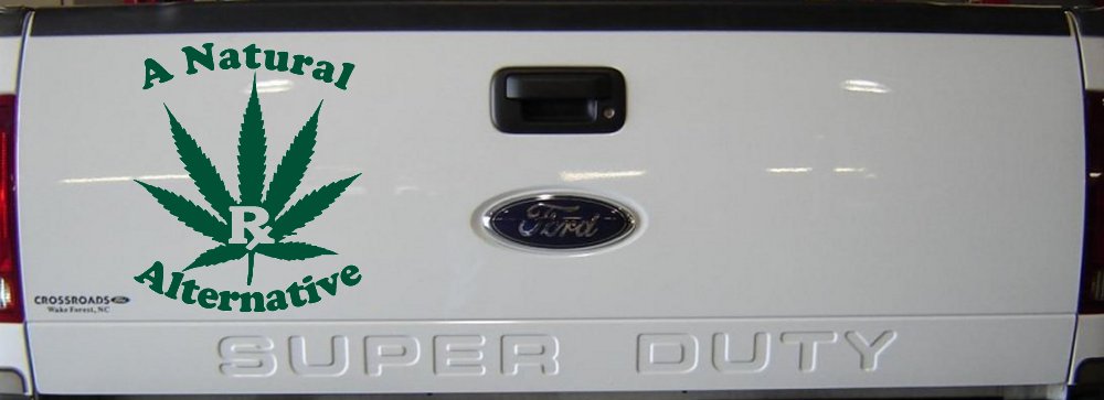 A Natural Alternative Medical Marijuana Cannabis Car or Truck Window Decal Sticker (Dark Green)