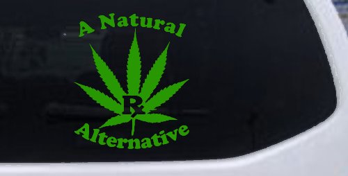 A Natural Alternative Medical Marijuana Cannabis Car or Truck Window Decal Sticker (Lime)