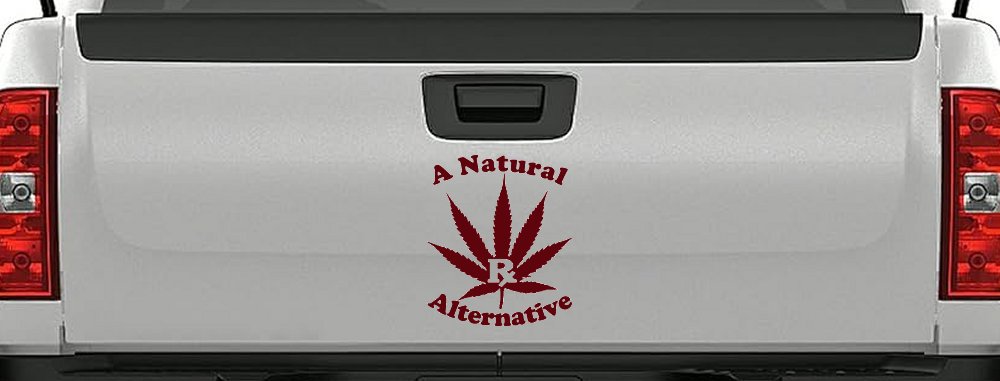 A Natural Alternative Medical Marijuana Cannabis Car or Truck Window Decal Sticker (Purple Red)