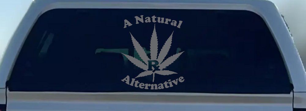 A Natural Alternative Medical Marijuana Cannabis Car or Truck Window Decal Sticker (Silver)