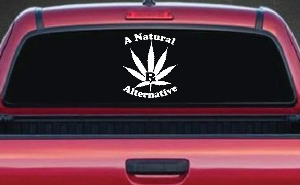 A Natural Alternative Medical Marijuana Cannabis Car or Truck Window Decal Sticker (White)