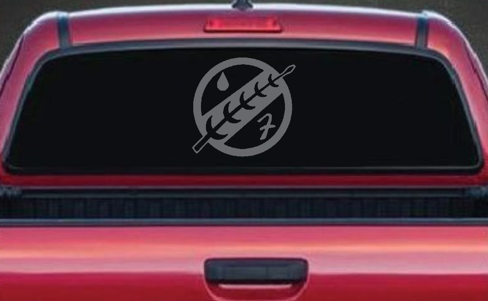 Mandalorian Crest Boba Fett Sci Fi Car or Truck Window Decal Sticker (Silver)