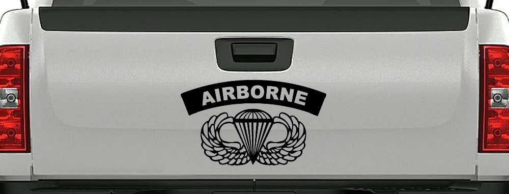 AIRBORNE Banner With Wings Military Car or Truck Window Decal Sticker