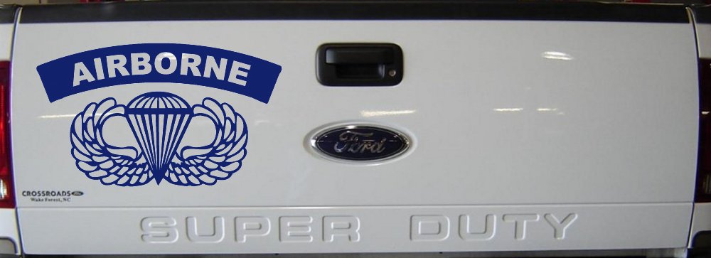 AIRBORNE Banner With Wings Military Car or Truck Window Decal Sticker