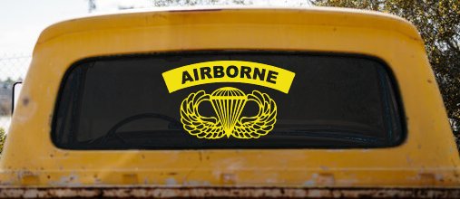 AIRBORNE Banner With Wings Military Car or Truck Window Decal Sticker