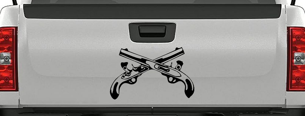 Military Police Cross Pistols Military Car or Truck Window Decal Sticker (Black)