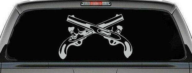 Military Police Cross Pistols Military Car or Truck Window Vinyl Decal Sticker (Light Gray)