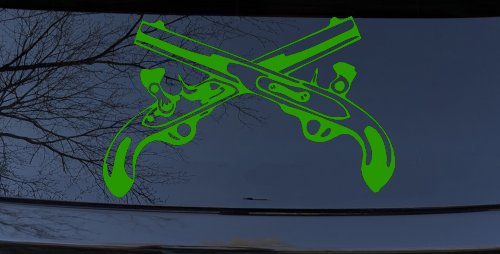 Military Police Cross Pistols Military Car or Truck Window Decal Sticker (Lime)