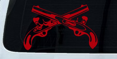 Military Police Cross Pistols Military Car or Truck Window Decal Sticker (Red)