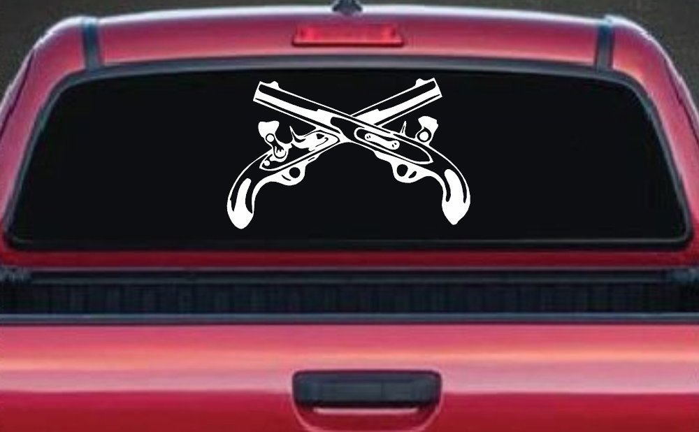 Military Police Cross Pistols Military Car or Truck Window Decal Sticker (White)