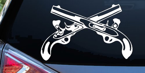 Military Police Cross Pistols Military Car or Truck Window Decal Sticker (White)