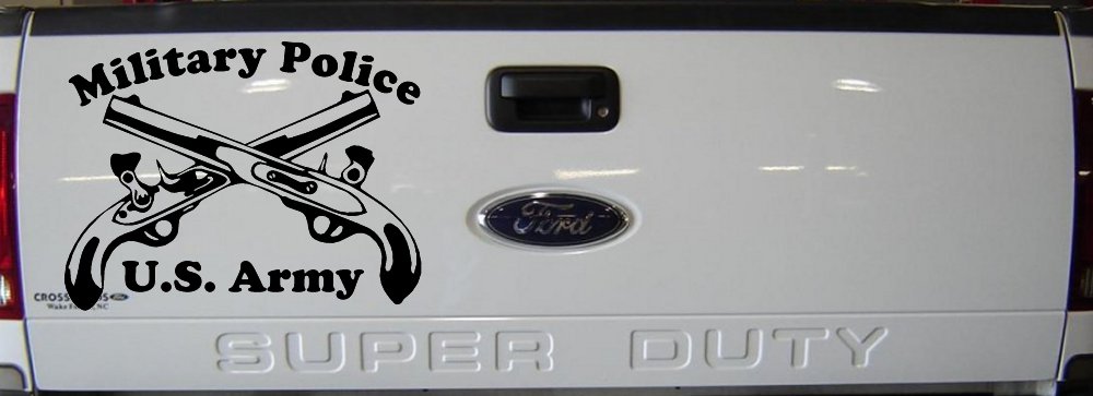 Military Police Cross Pistols With Text Military Car or Truck Window Decal Sticker