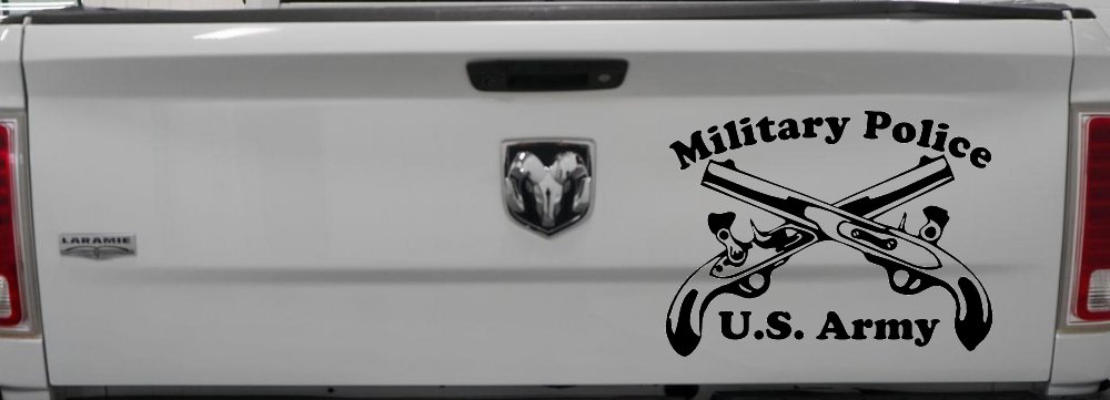 Military Police Cross Pistols With Text Military Car or Truck Window Decal Sticker