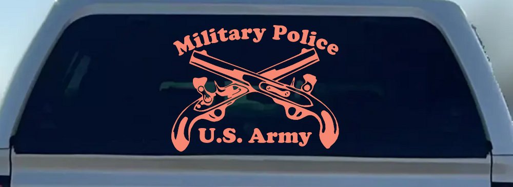 Military Police Cross Pistols With Text Military Car or Truck Window Decal Sticker