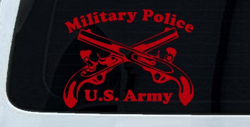 Military Police Cross Pistols With Text Military Car or Truck Window Decal Sticker