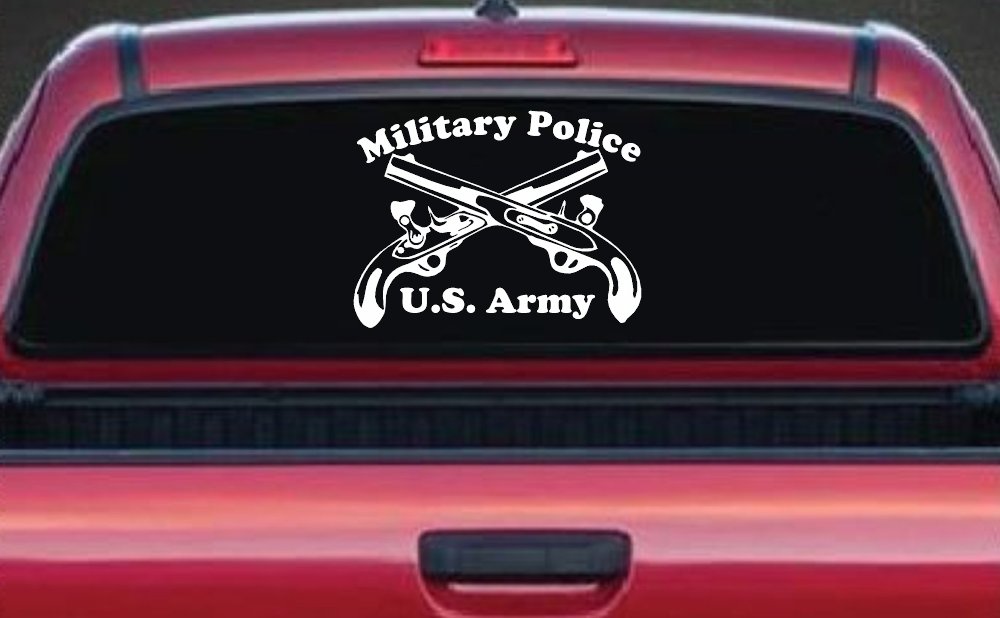 Military Police Cross Pistols With Text Military Car or Truck Window Decal Sticker