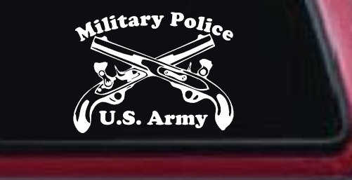 Military Police Cross Pistols With Text Military Car or Truck Window Decal Sticker