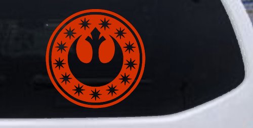 New Republic Emblem Sci Fi Car or Truck Window Decal Sticker (Orange Red)