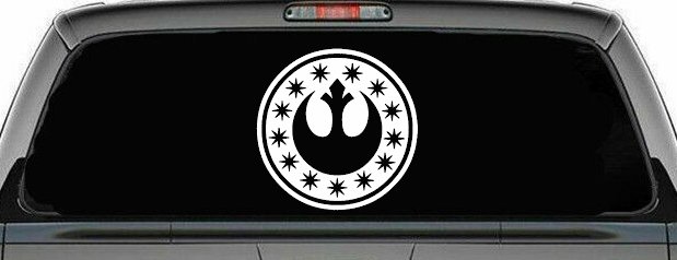 New Republic Emblem Sci Fi Car or Truck Window Decal Sticker (White)