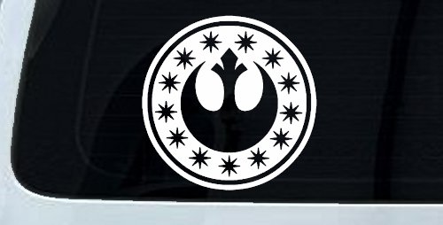 New Republic Emblem Sci Fi Car or Truck Window Decal Sticker (White)