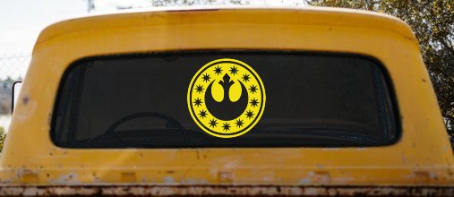 New Republic Emblem Sci Fi Car or Truck Window Decal Sticker (Yellow)