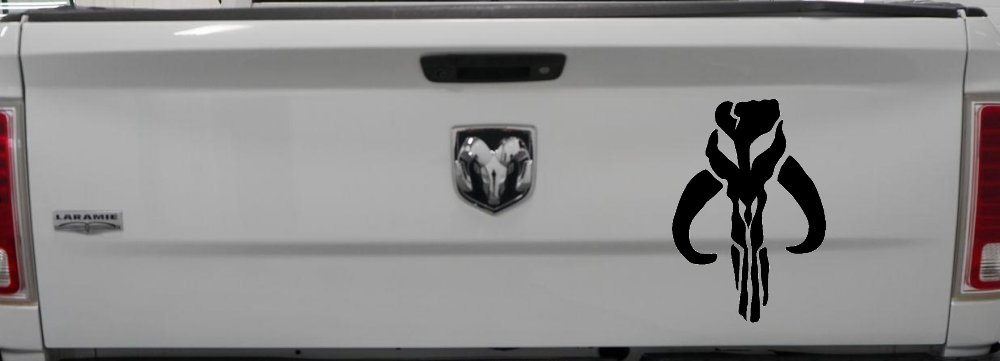 Mandalorian Skull Boba Fett Sci Fi Car or Truck Window Decal Sticker (Black)