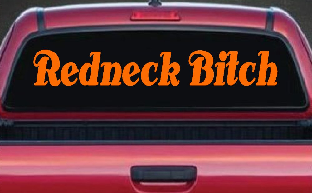 Redneck Bitch Country Car or Truck Window Decal Sticker (Orange)