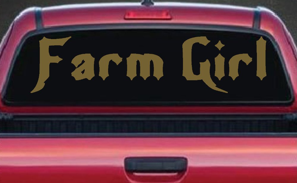 Farm Girl Country Car or Truck Window Decal Sticker (Gold)