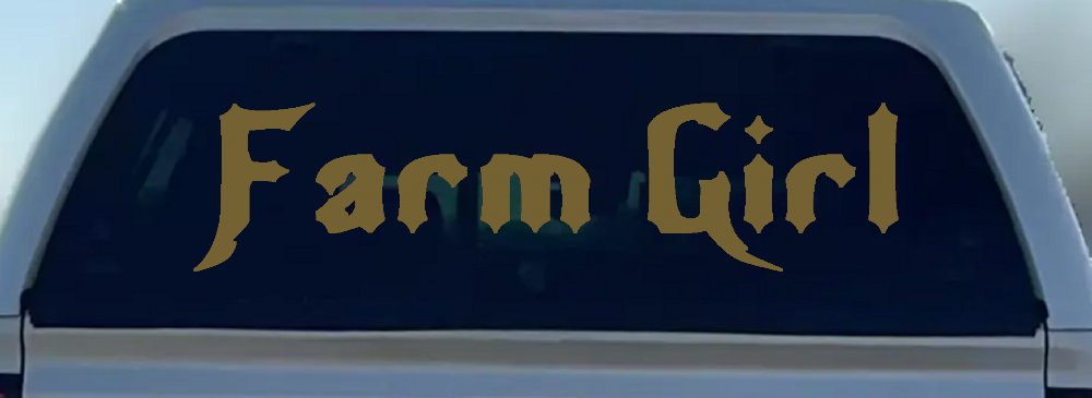 Farm Girl Country Car or Truck Window Decal Sticker (Gold)