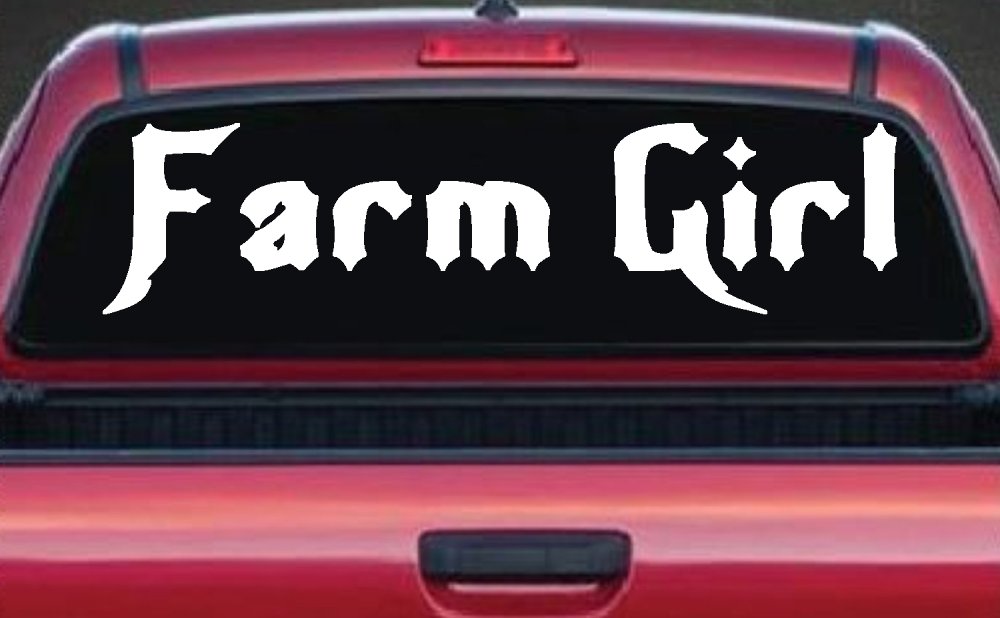 Farm Girl Country Car or Truck Window Decal Sticker (White)