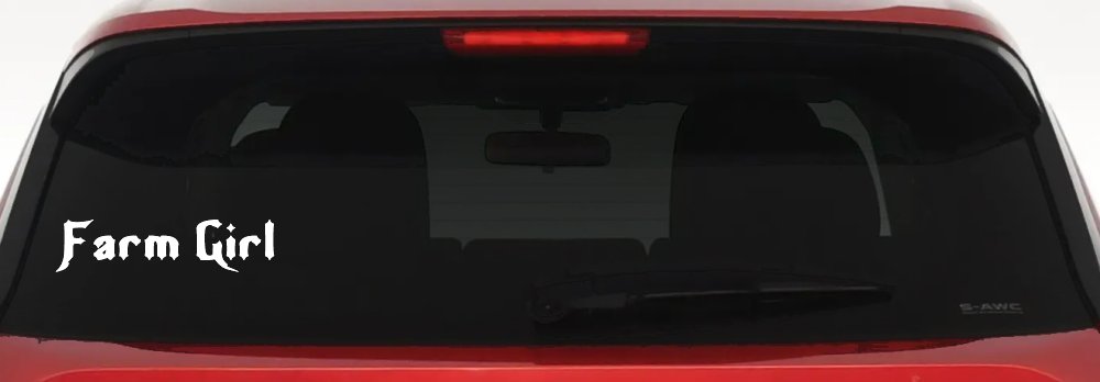 Farm Girl Country Car or Truck Window Vinyl Decal Sticker (White)