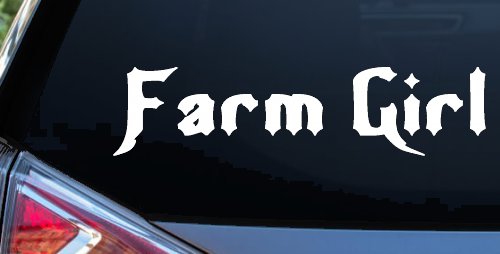 Farm Girl Country Car or Truck Window Vinyl Decal Sticker (White)