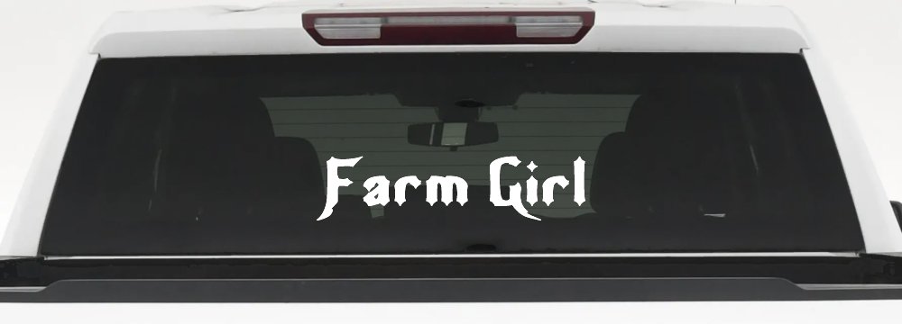 Farm Girl Country Car or Truck Window Decal Sticker (White)