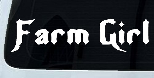 Farm Girl Country Car or Truck Window Decal Sticker (White)