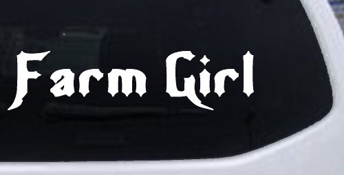 Farm Girl Country Car or Truck Window Decal Sticker (White)