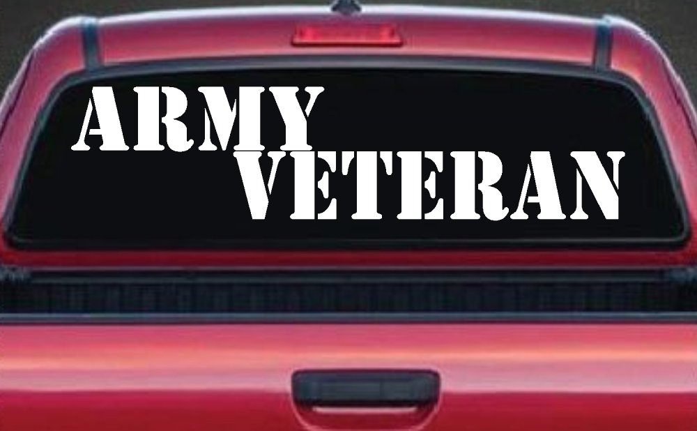 Army Veteran Military Car or Truck Window Decal Sticker (White)